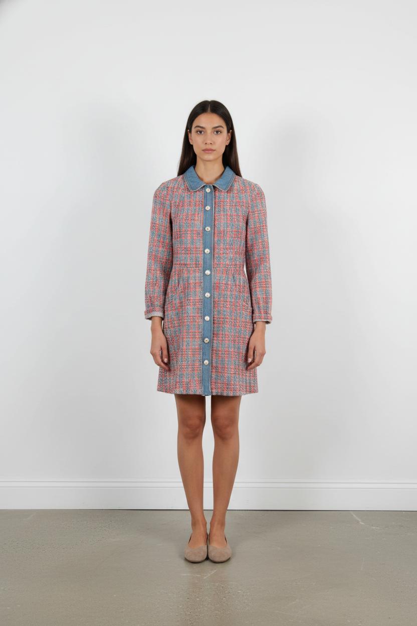Robe Courte Grise et Rouge - Taille XS/34