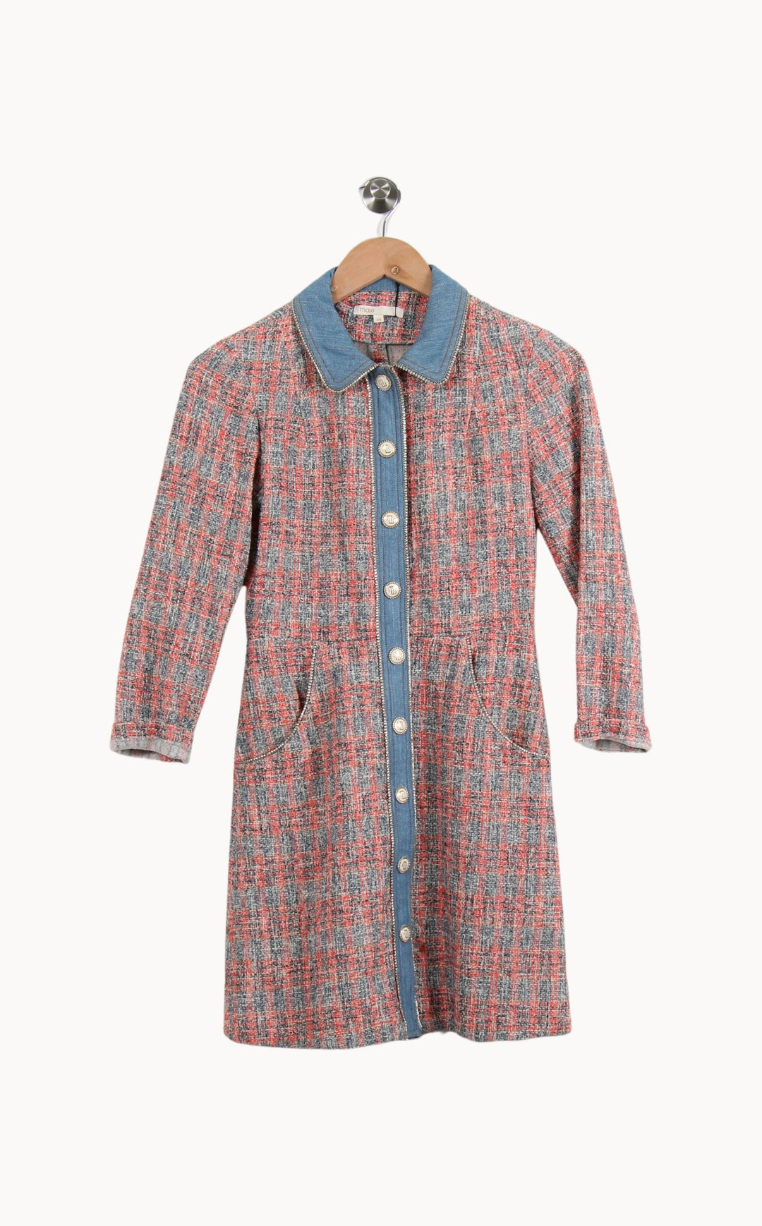 Robe Courte Grise et Rouge - Taille XS/34 de la marque Maje | PARAD62244 - Vendu par Paradigme - Image 2