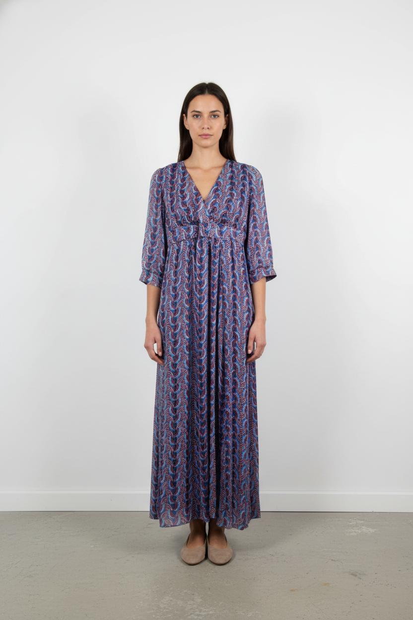 Robe Longue Bleue et Rouge - Taille S/36