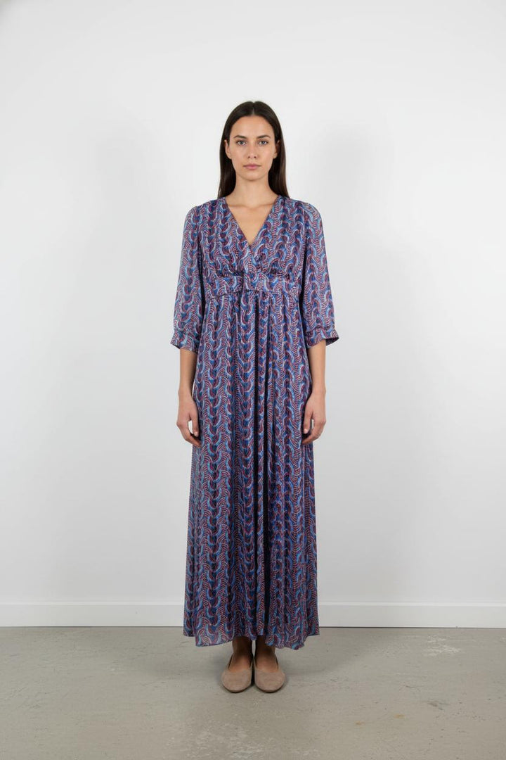 Robe Longue Bleue et Rouge - Taille S/36