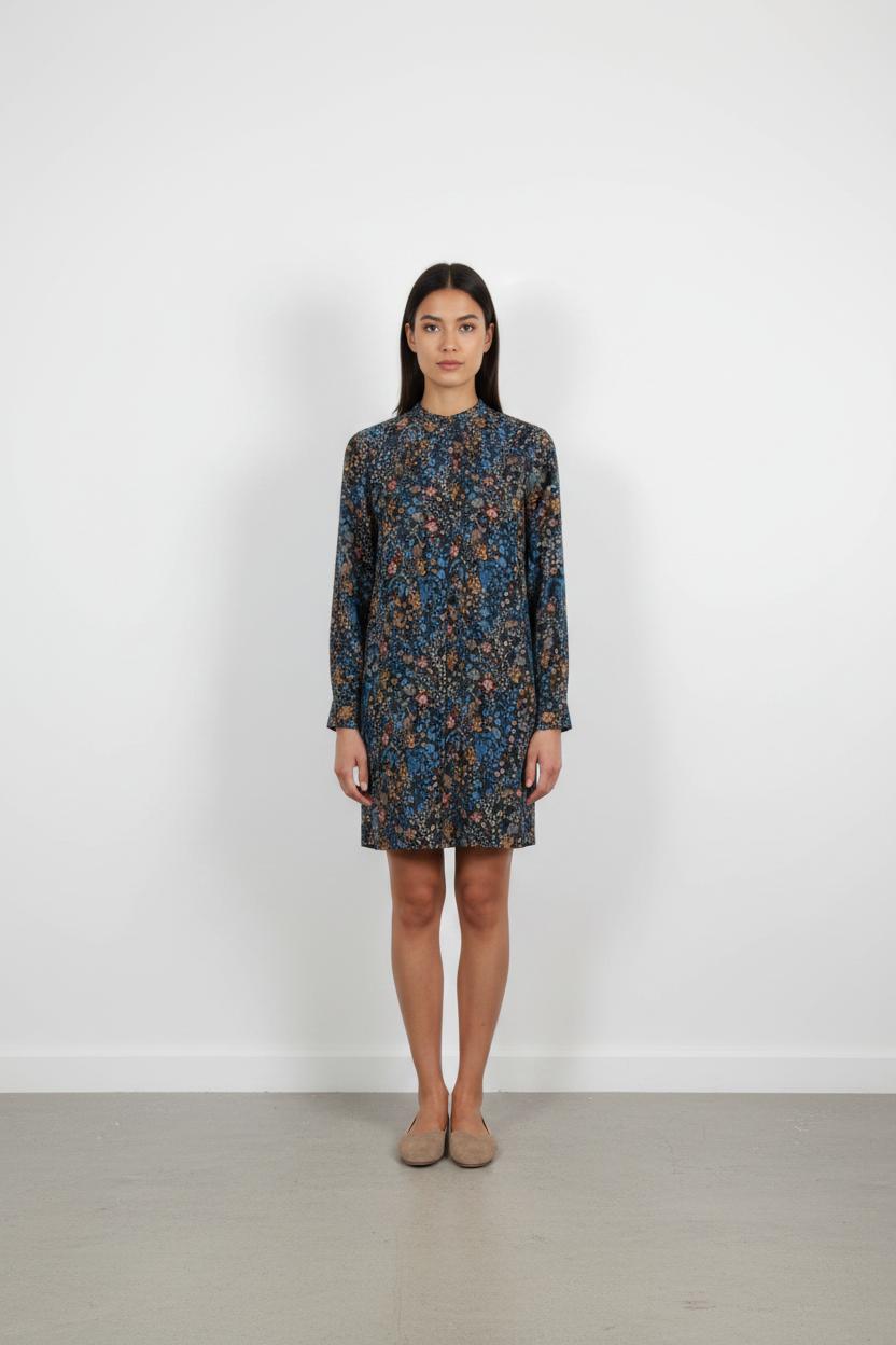 Robe Fleurie Bleue et Marron - Taille S/36