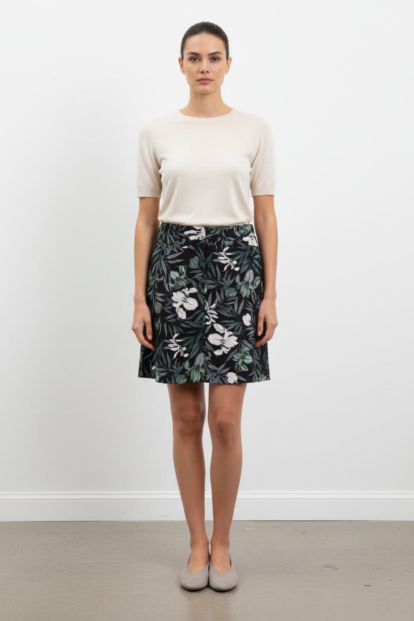 Jupe à fleurs noire et verte - Taille L/40