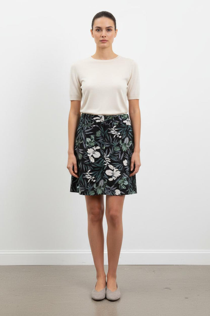 Jupe à fleurs noire et verte - Taille L/40