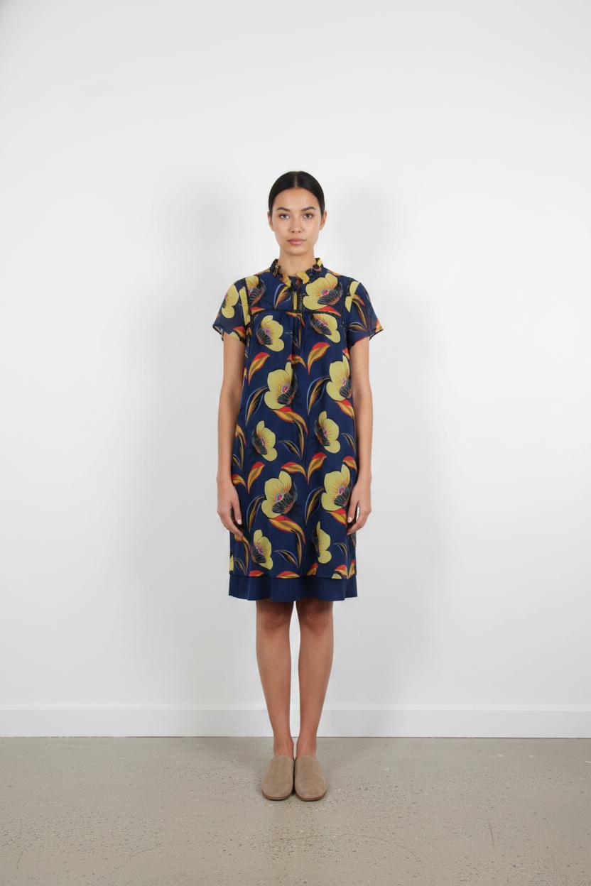 Robe Fleurie Bleu et Jaune - Taille XL/42