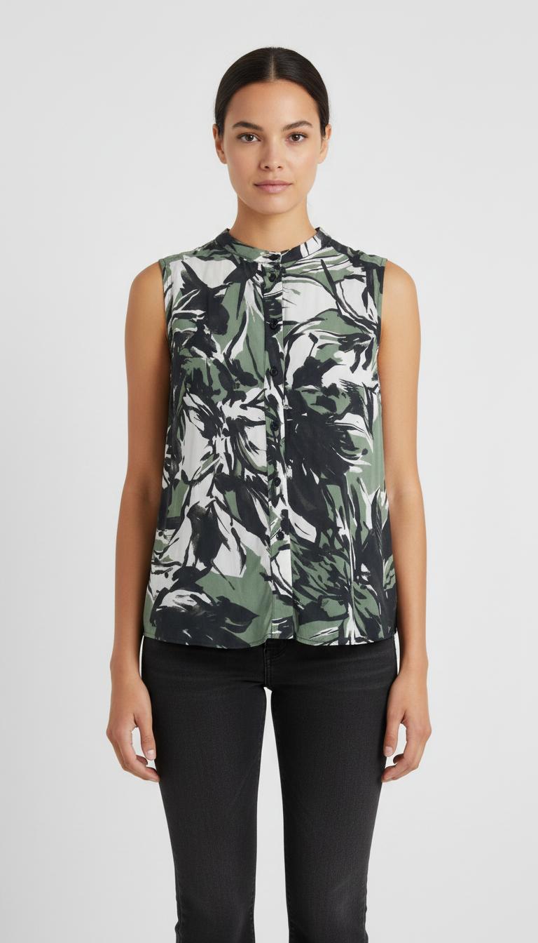Blouse Verte et Noire - Taille L/40