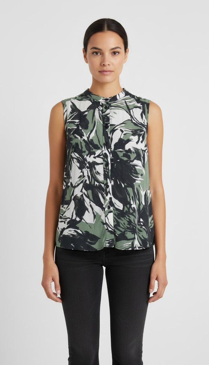 Blouse Verte et Noire - Taille L/40