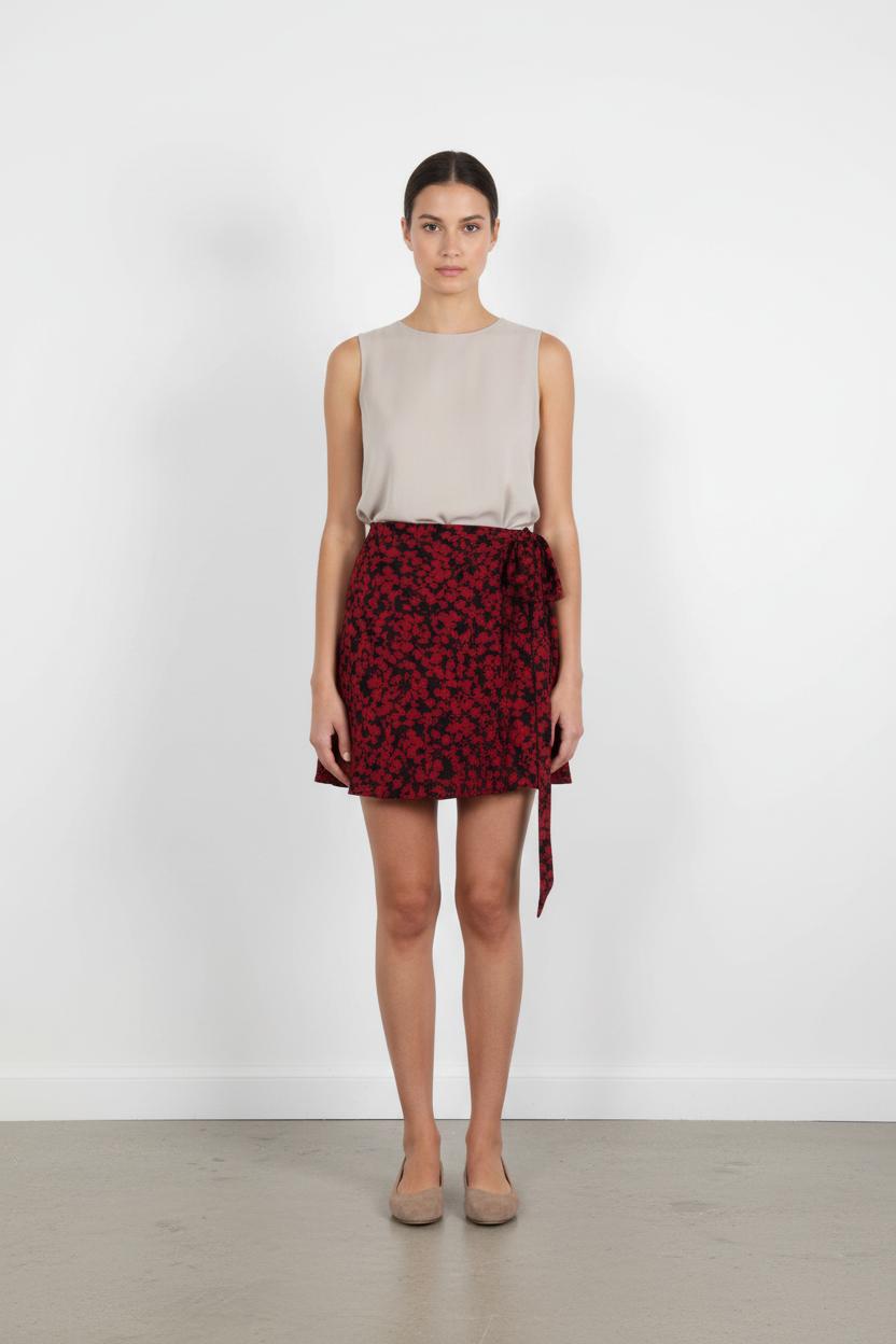 Jupe Portefeuille Rouge et Noir - Taille M/38