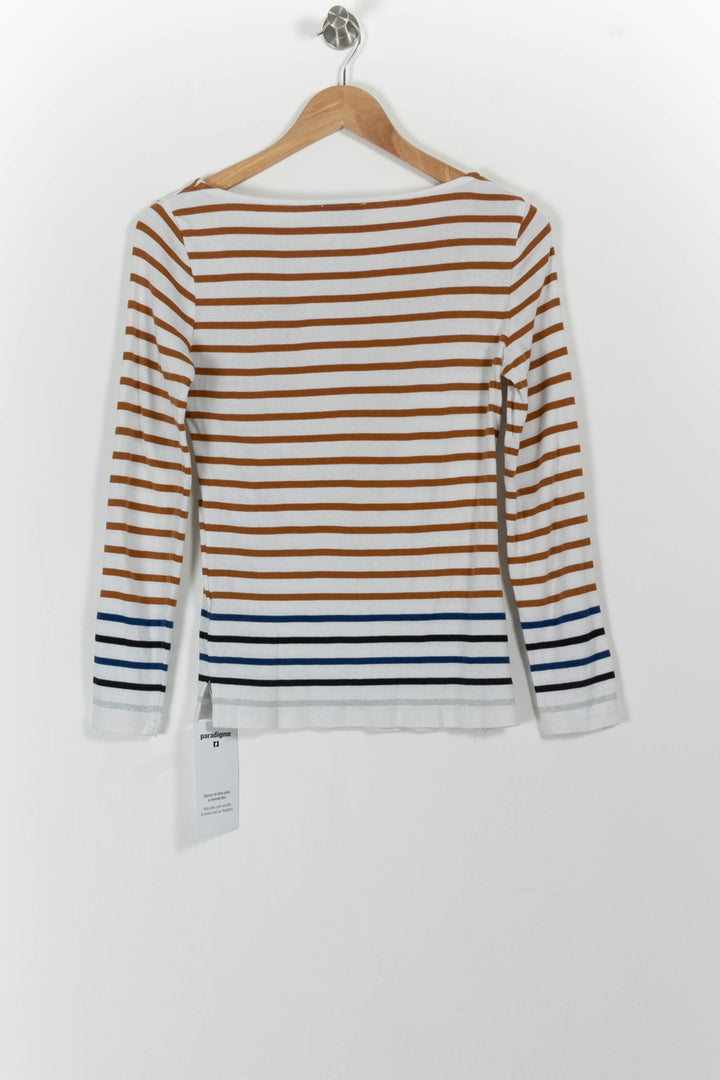 Marinière Blanc et Marron - Taille S/36 de la marque Caroll | PARAD62392 - Vendu par Paradigme - Image 4