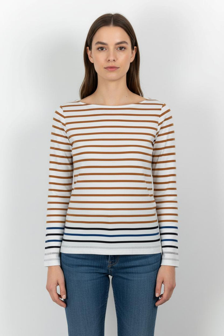 Marinière Blanc et Marron - Taille S/36 de la marque Caroll | PARAD62392 - Vendu par Paradigme - Image 1