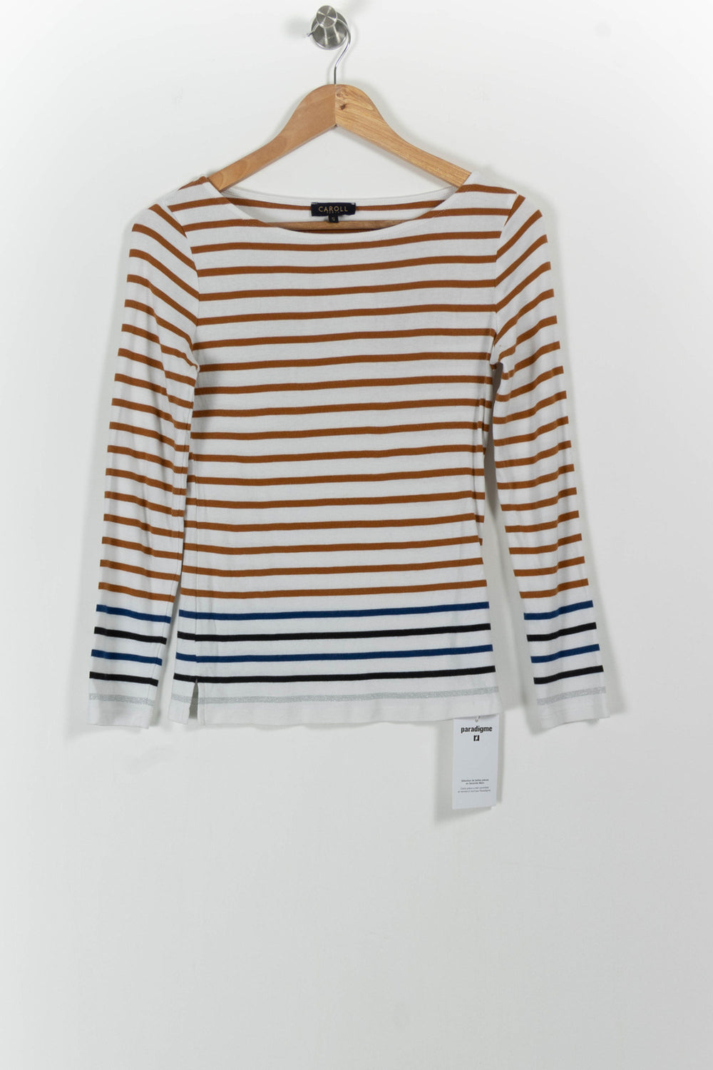 Marinière Blanc et Marron - Taille S/36 de la marque Caroll | PARAD62392 - Vendu par Paradigme - Image 2