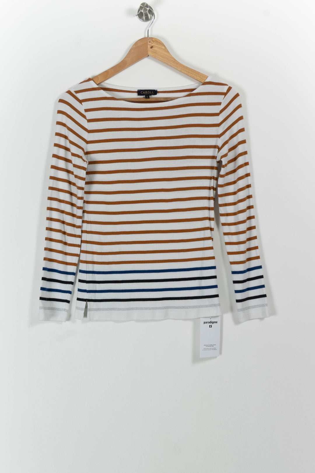 Marinière Blanc et Marron - Taille S/36 de la marque Caroll | PARAD62392 - Vendu par Paradigme - Image 2