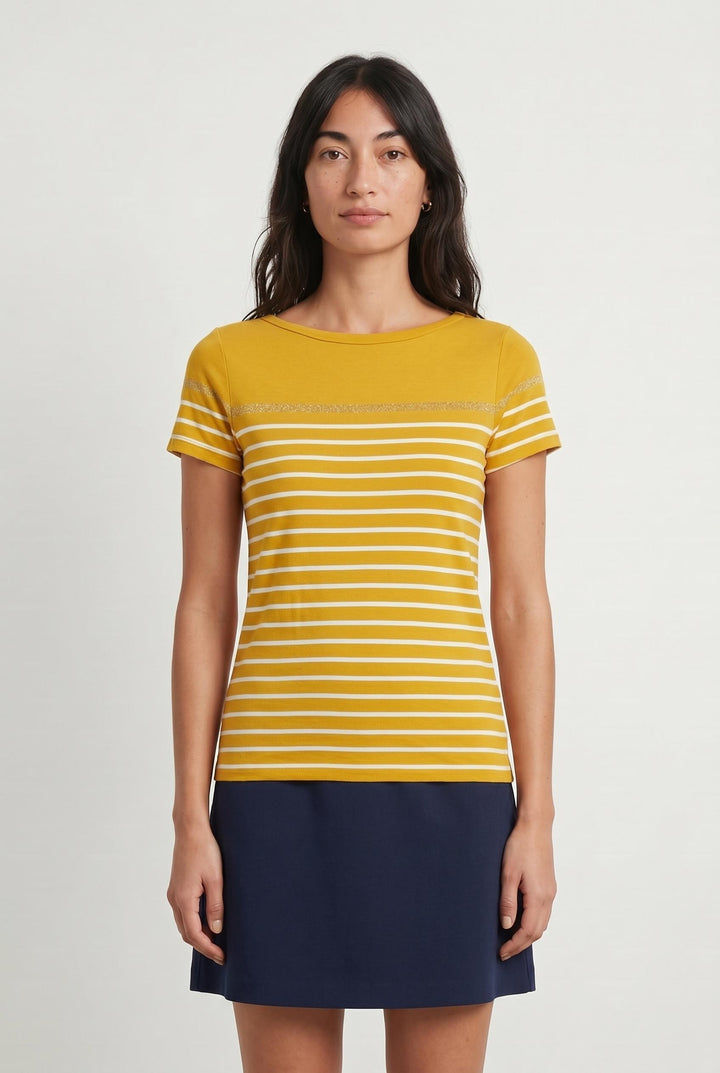 Tee-shirt Jaune et Blanc - Taille S/36 de la marque Caroll | PARAD62393 - Vendu par Paradigme - Image 1