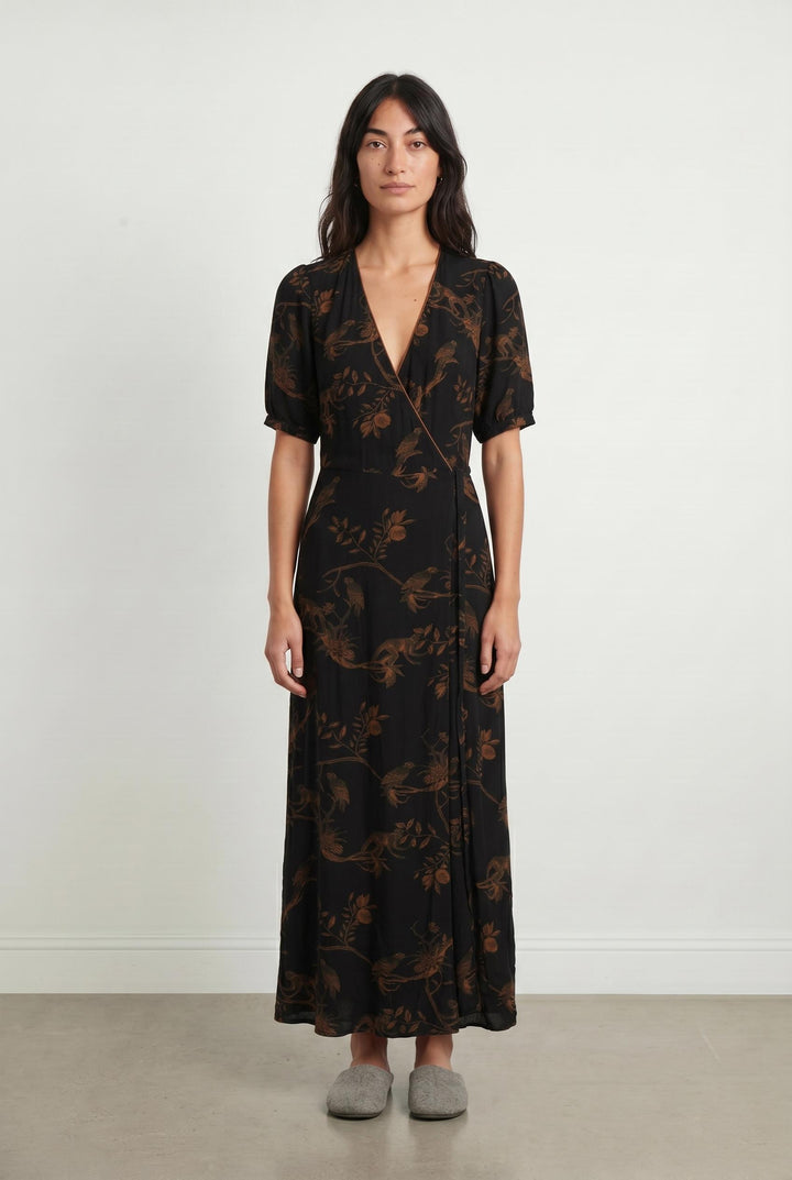 Robe Longue Noire et Marron - Taille M/38 de la marque La Fée Maraboutée | PARAD62396 - Vendu par Paradigme - Image 1