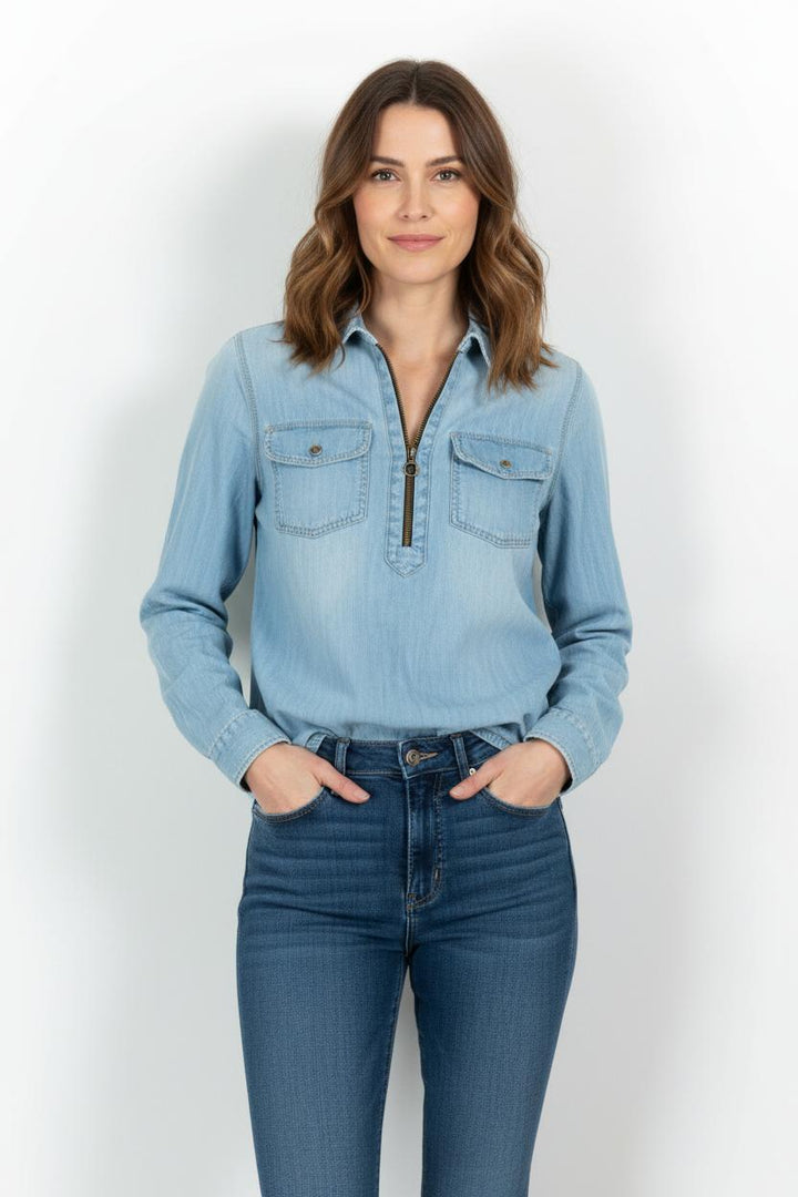 Chemise en Jean Bleue - Taille XS/34 de la marque IKKS | PARAD62418 - Vendu par Paradigme - Image 1