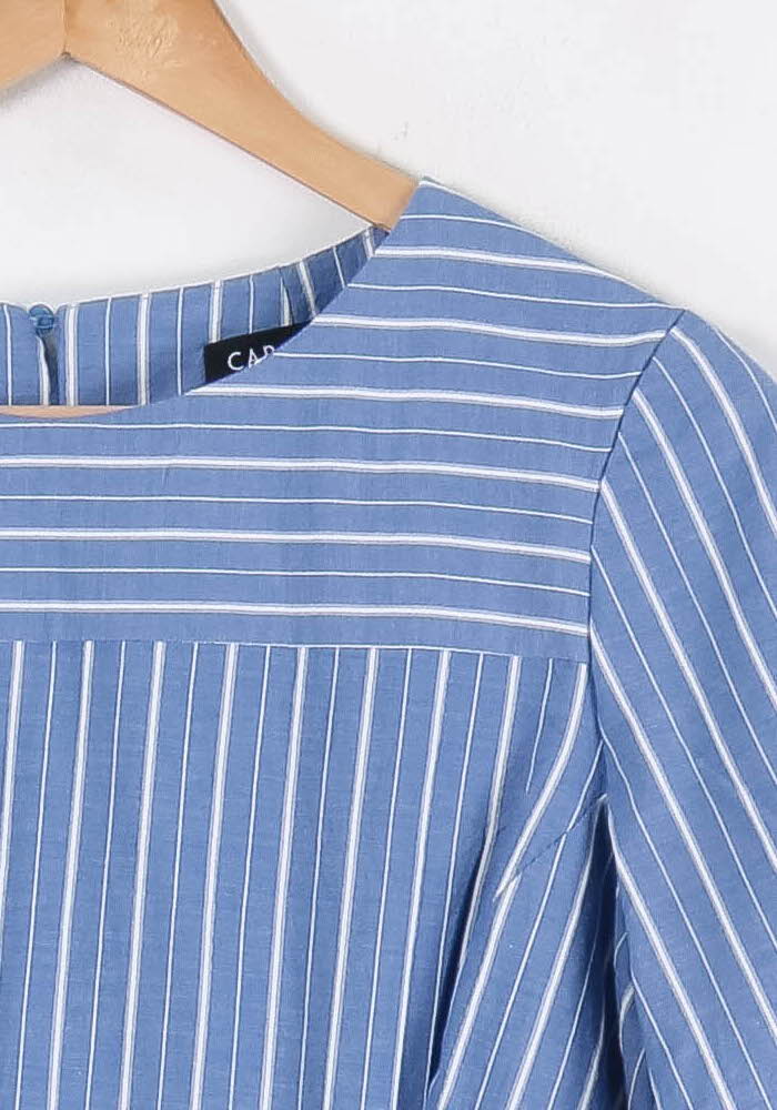 Robe Courte Bleu à Rayures Blanches - Taille M/38 de la marque Caroll | PARAD62434 - Vendu par Paradigme - Image 3