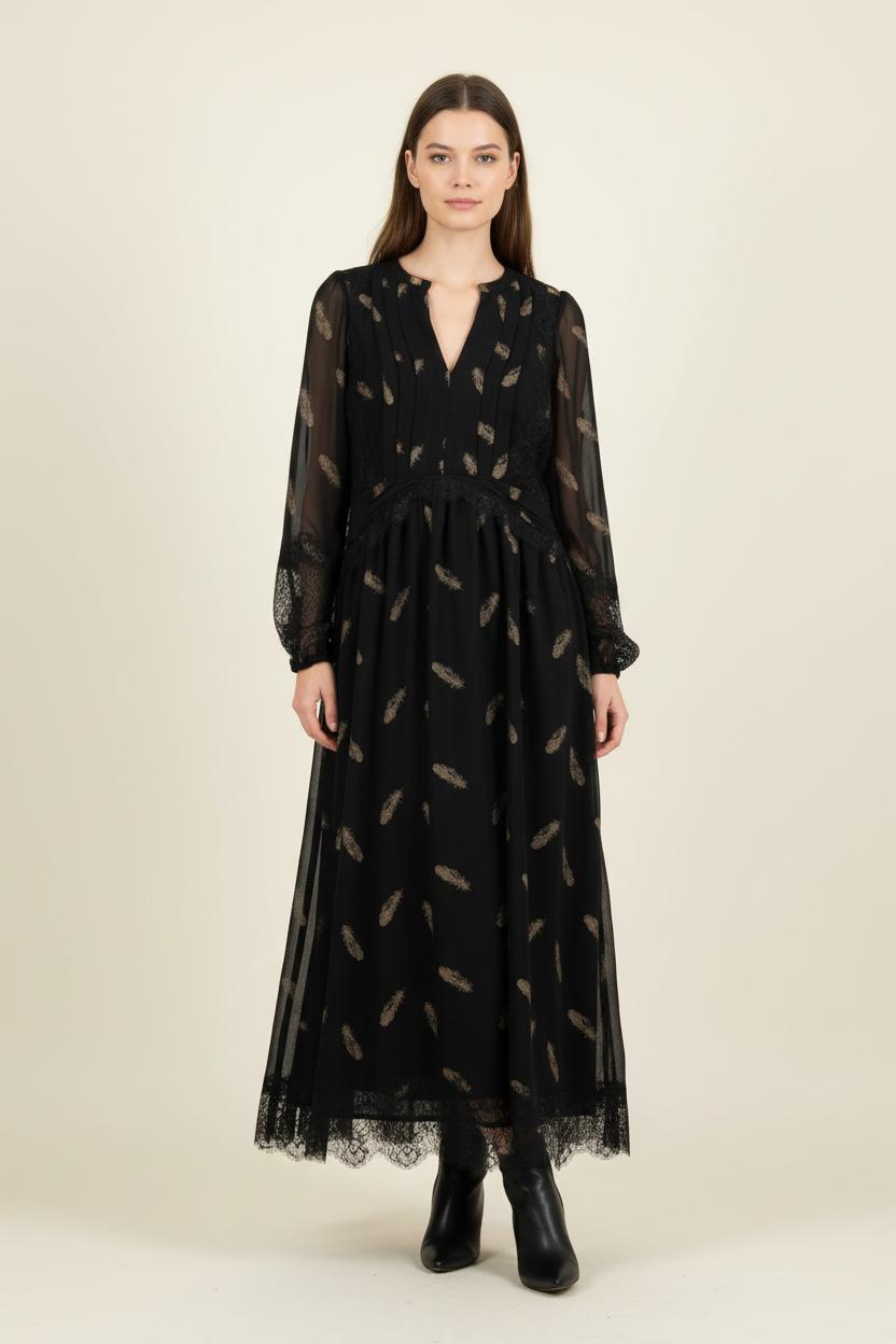 Robe Longue Noire et Dorée - Taille S/36 de la marque The Kooples | PARAD62461 - Vendu par Paradigme - Image 1