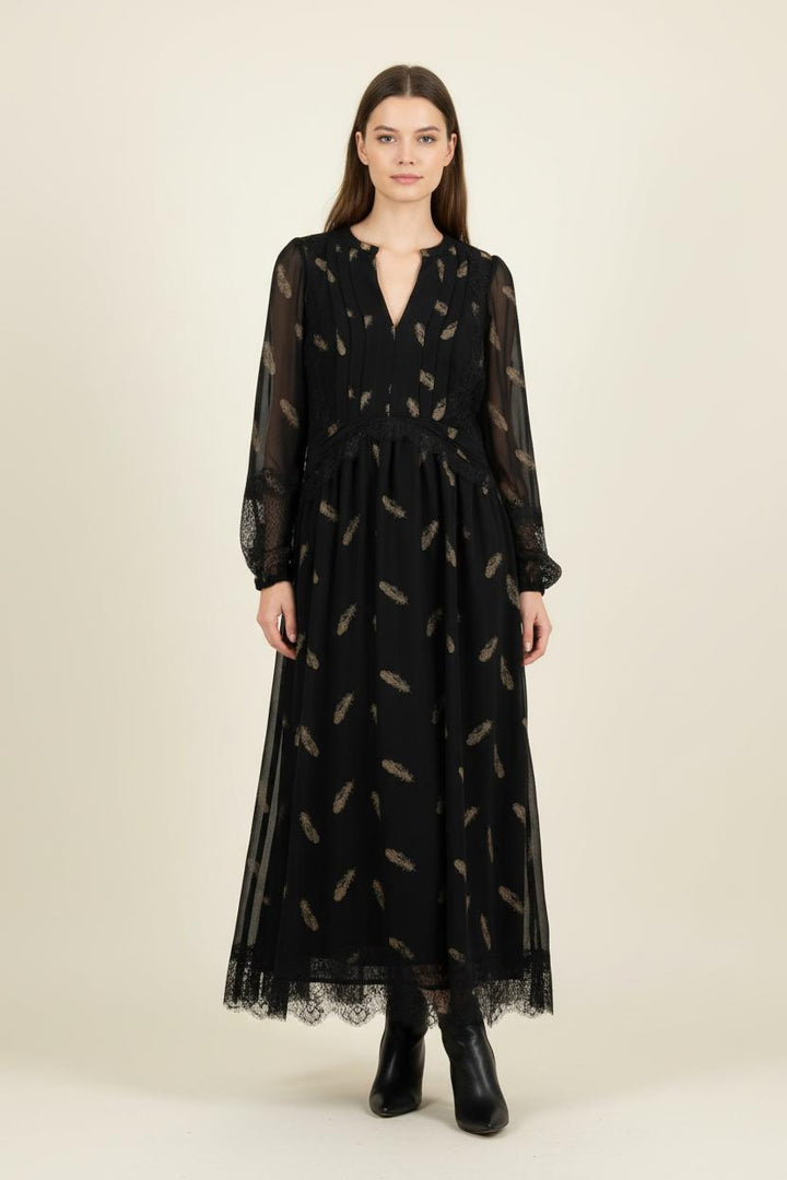 Robe Longue Noire et Dorée - Taille S/36 de la marque The Kooples | PARAD62461 - Vendu par Paradigme - Image 1