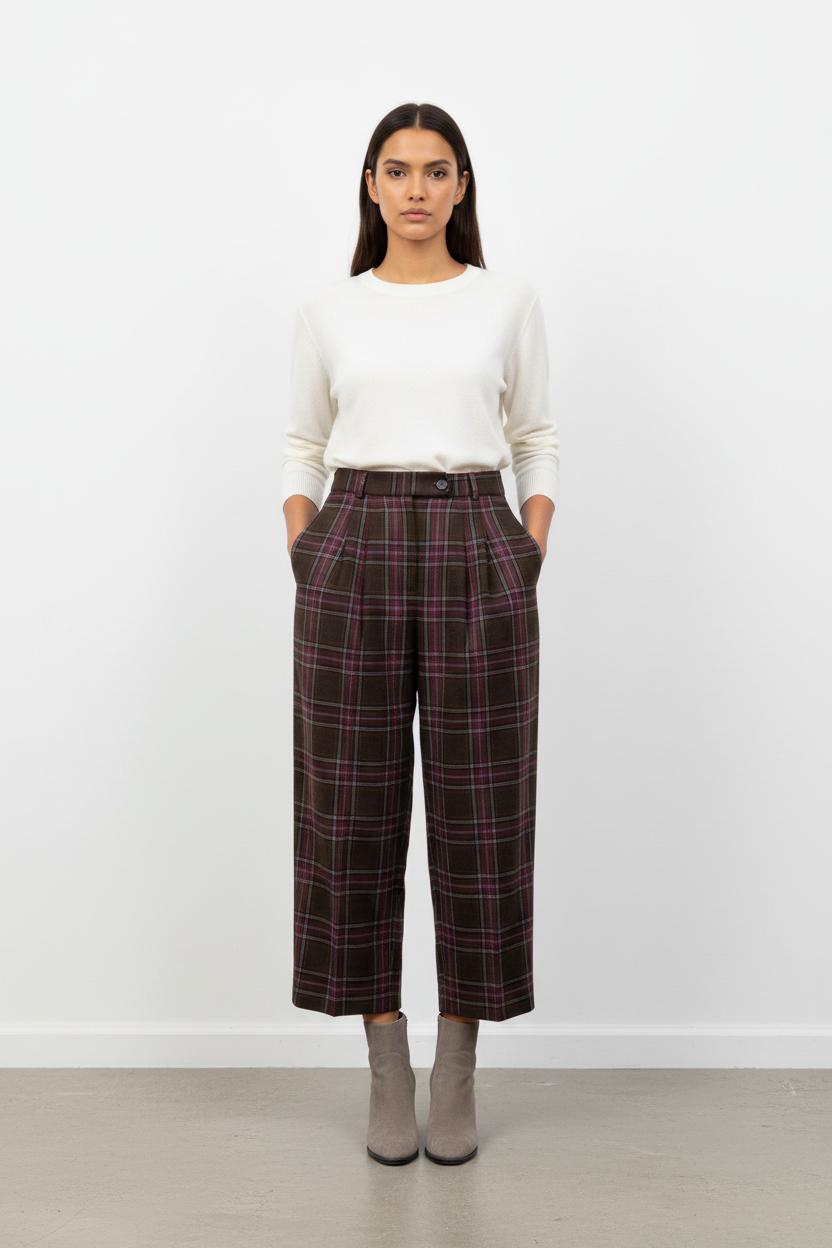 Pantalon Large Marron et Rouge - Taille S/36