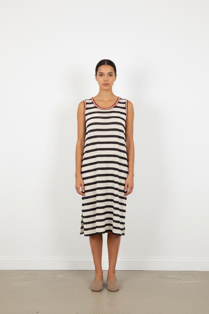 Robe Longue Rayée Noire et Blanche - Taille S/36
