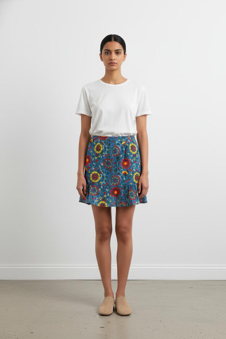 Jupe Courte Bleu et Rouge - Taille S/36