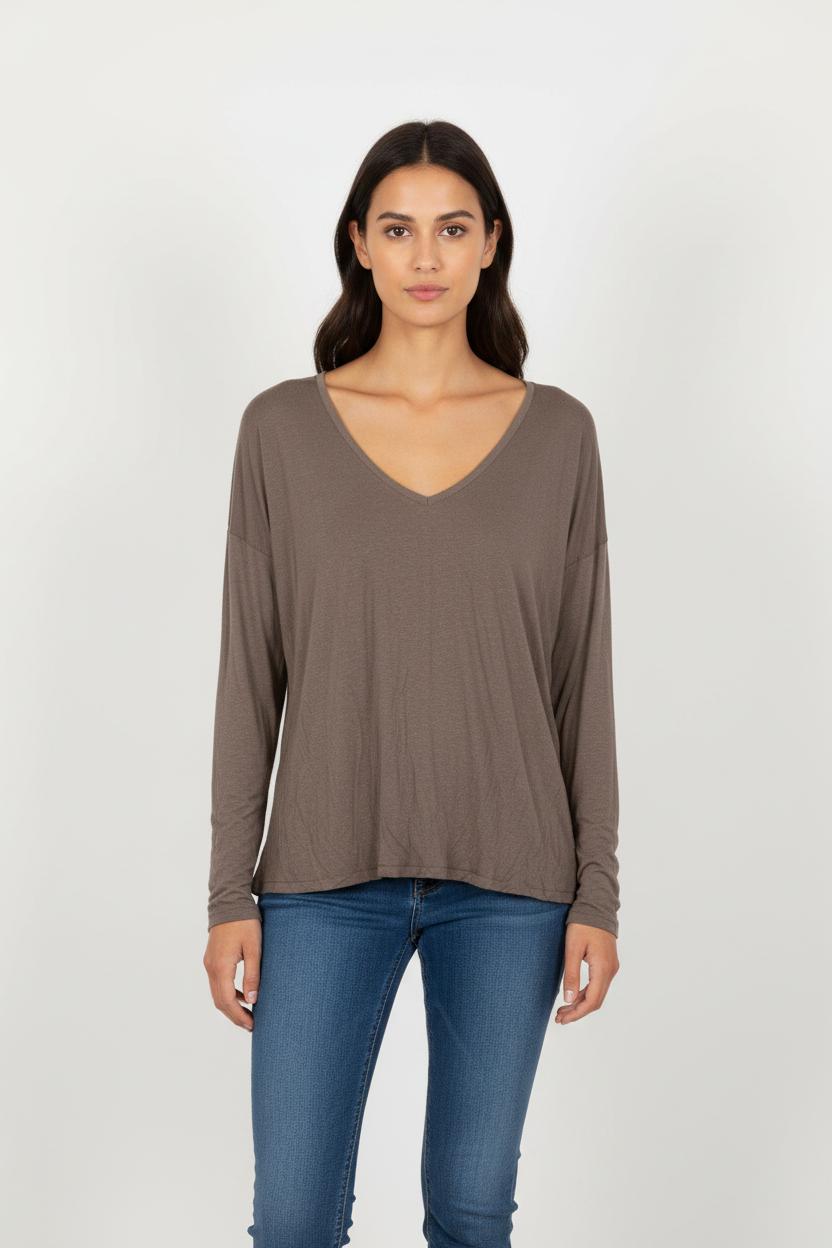 Tee-shirt Manches Longues Gris - Taille L/40