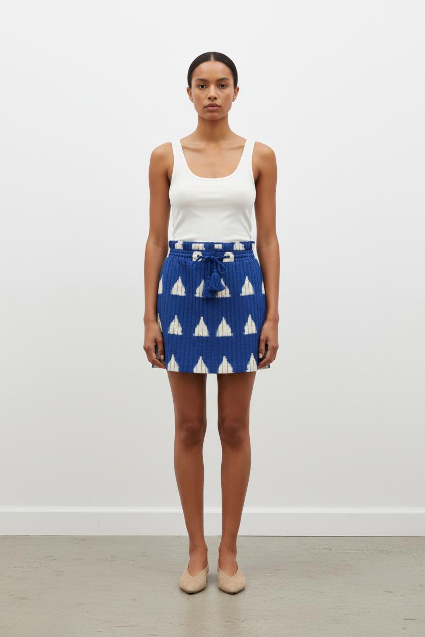 Jupe Courte Bleue et Blanche - Taille XS/34