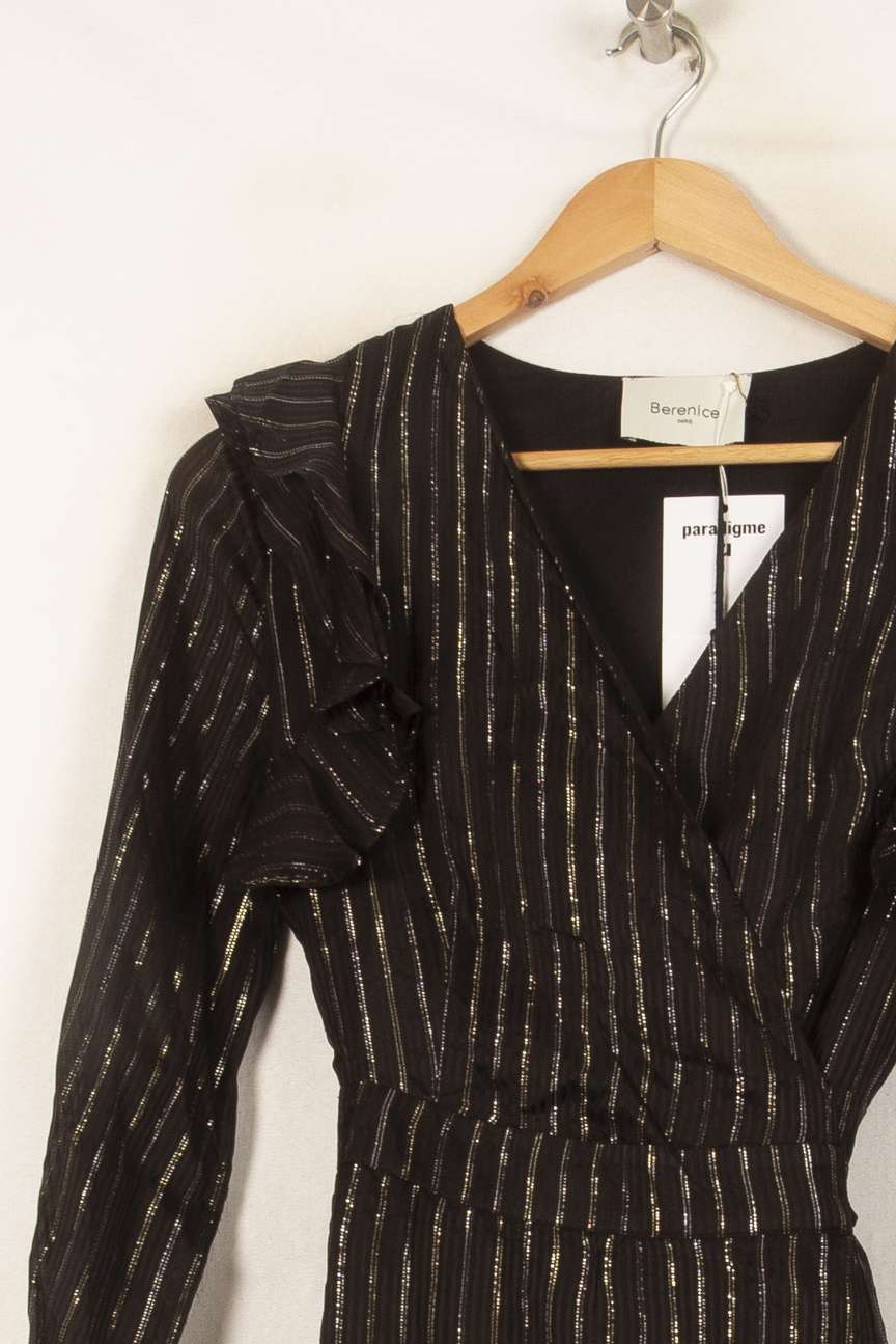 Robe Portefeuille Noire et Dorée - Taille S/36 de la marque Bérénice | PARAD62598 - Vendu par Paradigme - Image 3
