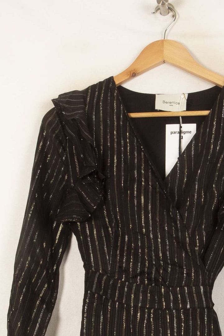 Robe Portefeuille Noire et Dorée - Taille S/36 de la marque Bérénice | PARAD62598 - Vendu par Paradigme - Image 3