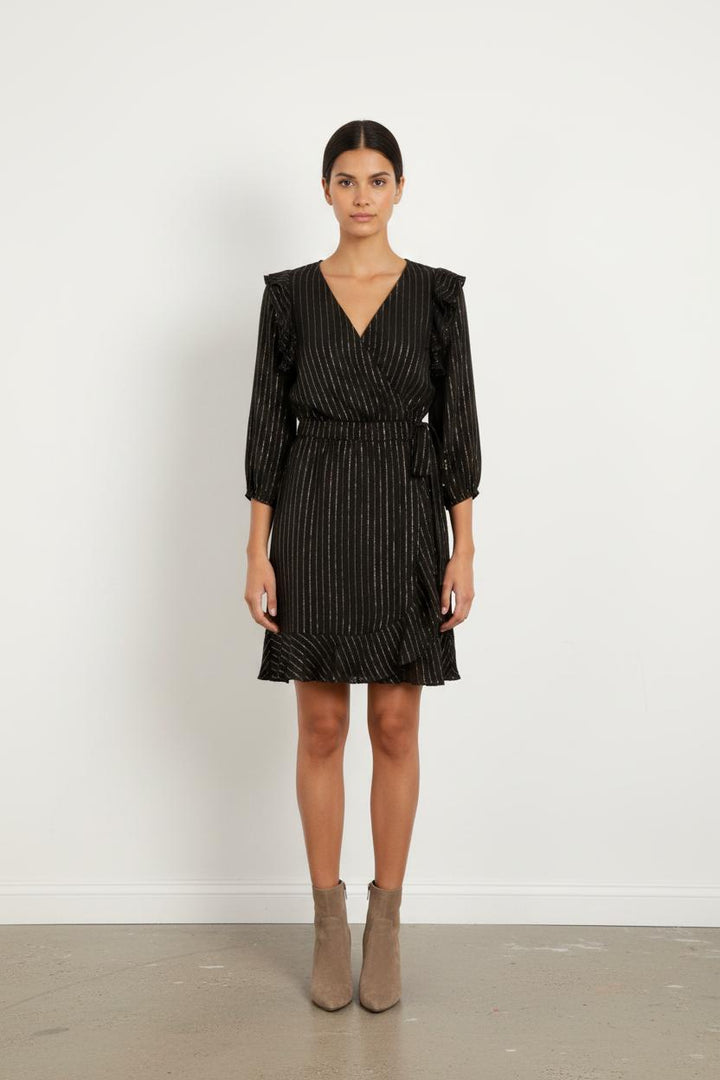 Robe Portefeuille Noire et Dorée - Taille S/36