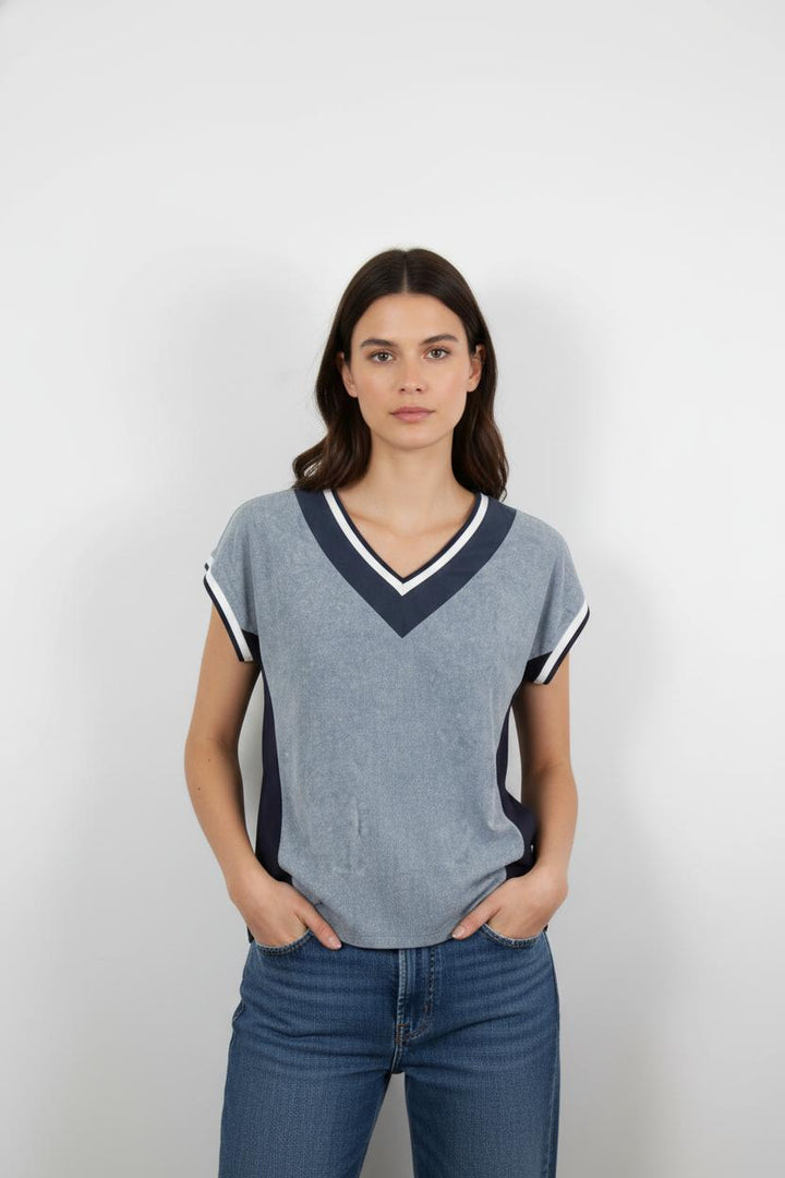 T-shirt Bleu et Blanc - Taille XS/34