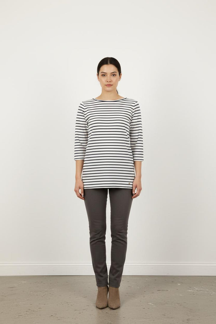 Marinière Blanche et Noire - Taille S/36