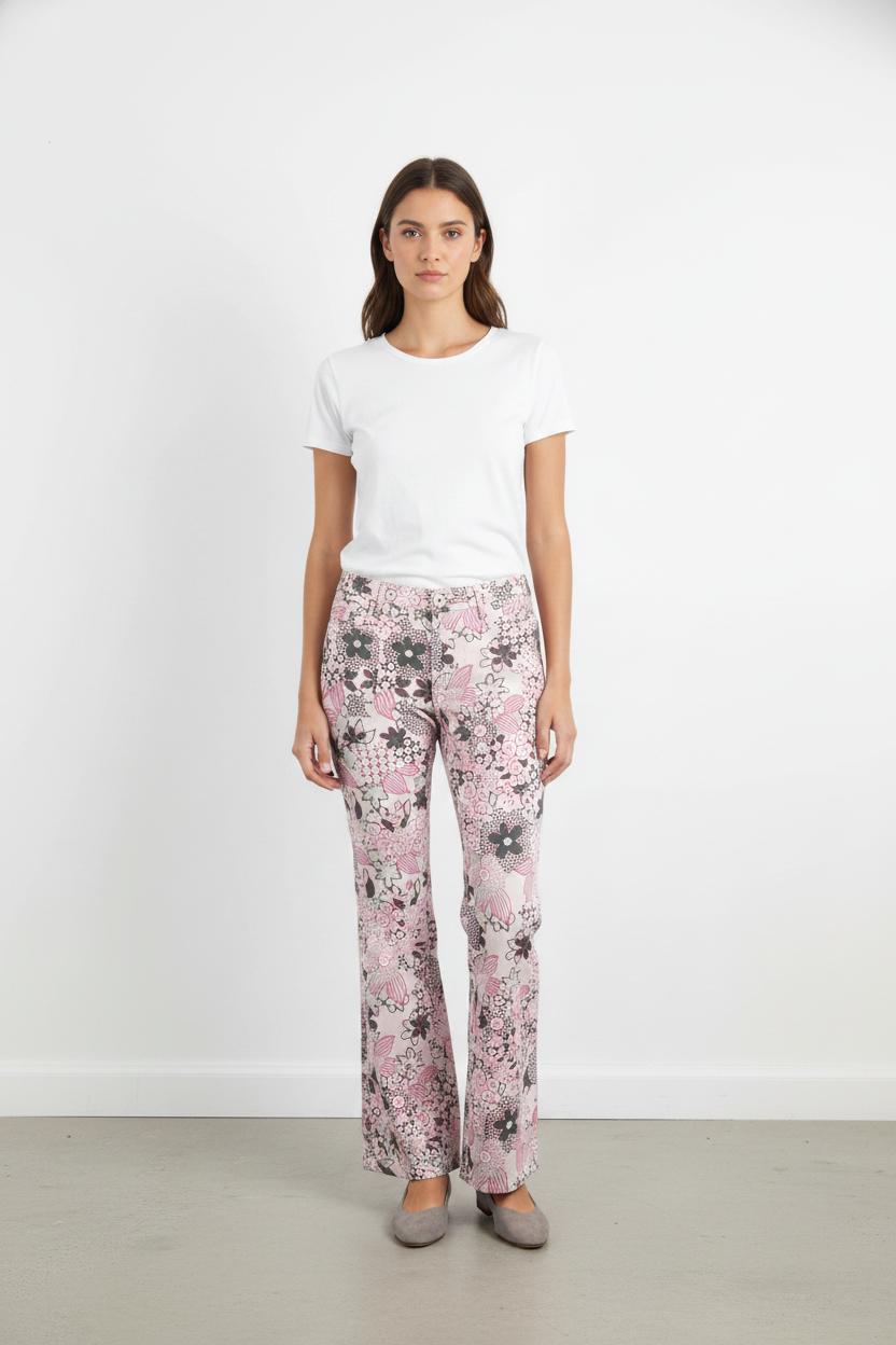 Pantalon Évasé Rose et Noir - Taille XS/34