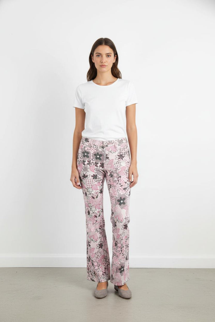 Pantalon Évasé Rose et Noir - Taille XS/34
