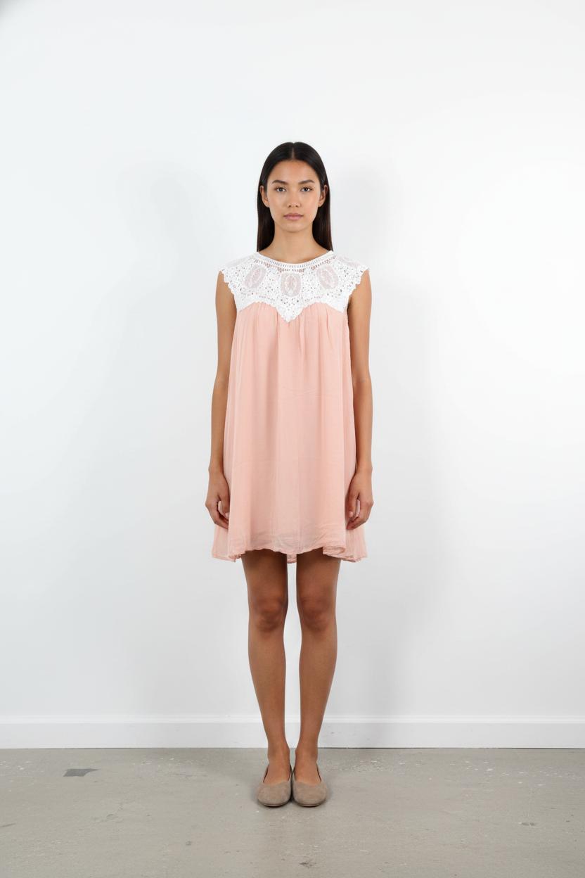 Robe Courte Rose et Blanche - Taille XS/34