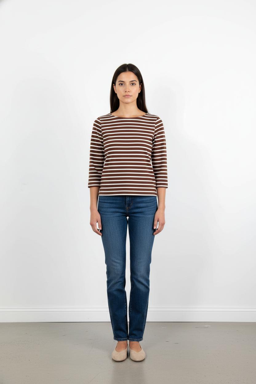 Marinière Marron et Blanche - Taille M/38