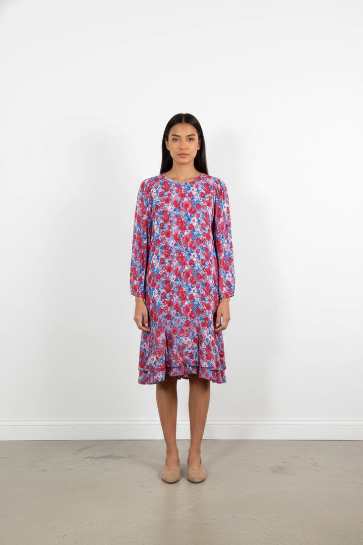 Robe Fleurie Rouge et Bleue - Taille L/40