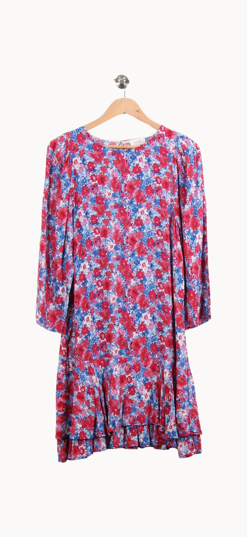 Robe Fleurie Rouge et Bleue - Taille L/40 de la marque Grace & Mila | PARAD62703 - Vendu par Paradigme - Image 2