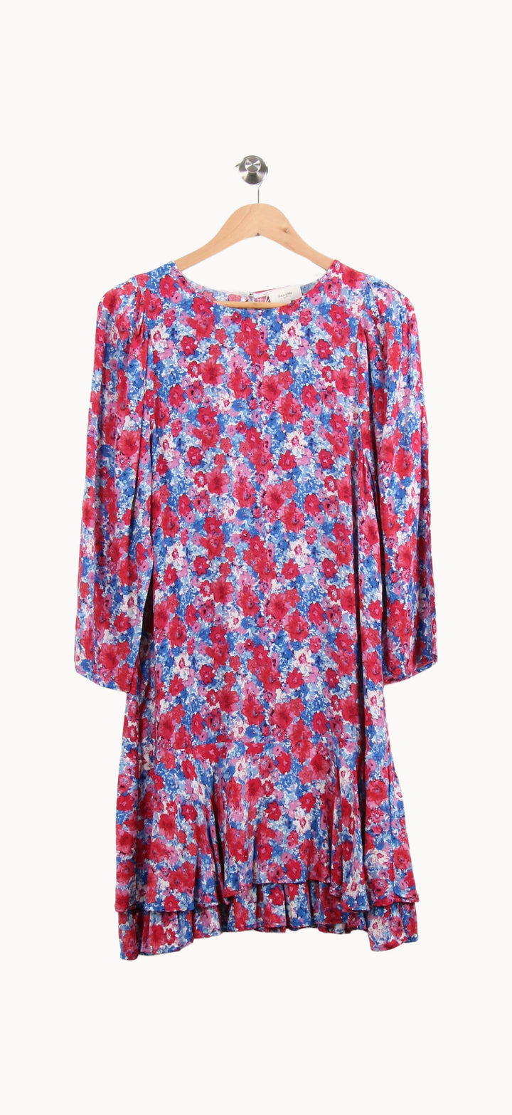 Robe Fleurie Rouge et Bleue - Taille L/40 de la marque Grace & Mila | PARAD62703 - Vendu par Paradigme - Image 2
