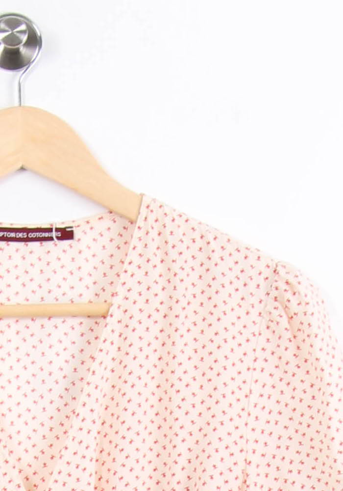 Robe portefeuille beige à motifs rouges - Taille L/40 de la marque Comptoir des Cotonniers | PARAD62732 - Vendu par Paradigme - Image 3