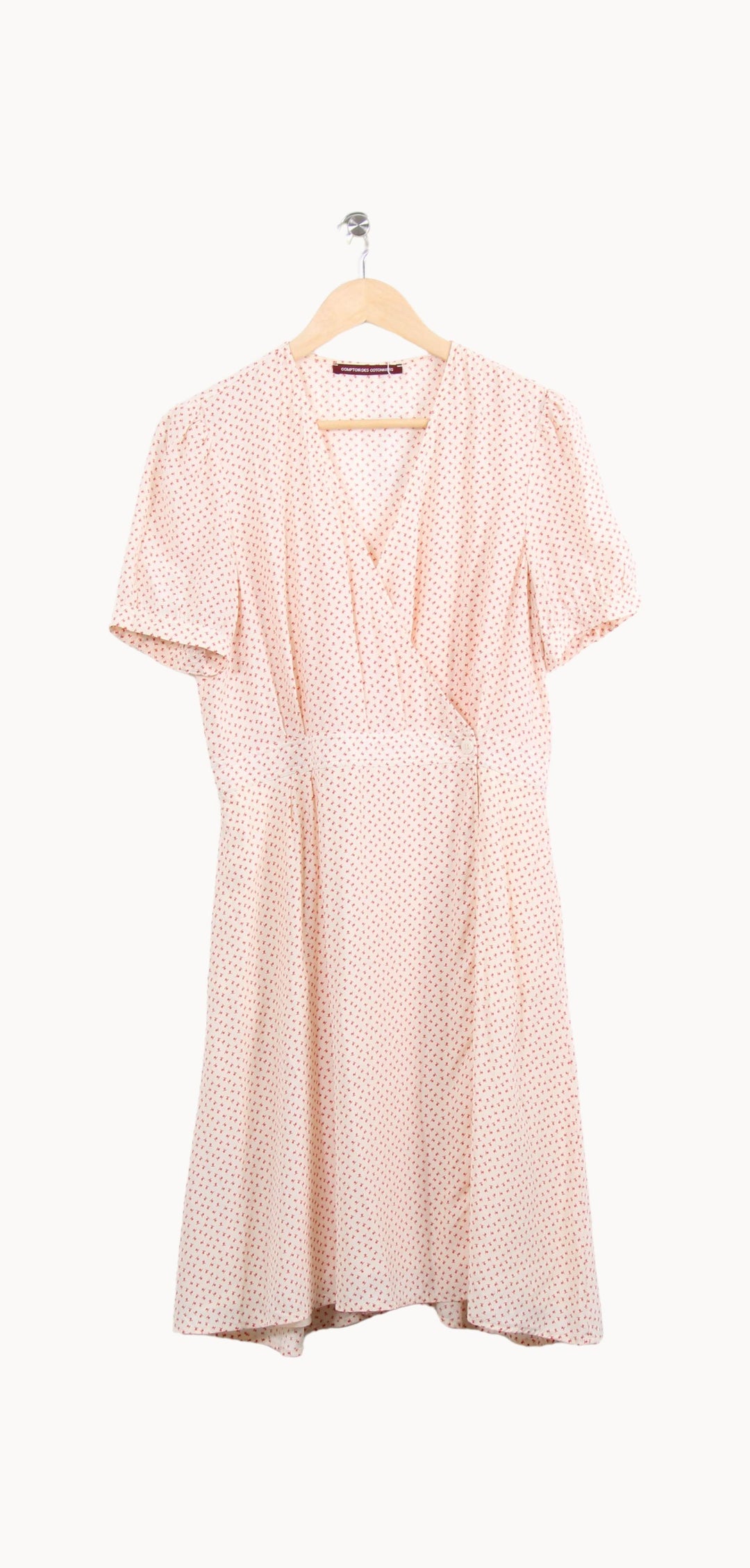 Robe portefeuille beige à motifs rouges - Taille L/40 de la marque Comptoir des Cotonniers | PARAD62732 - Vendu par Paradigme - Image 2