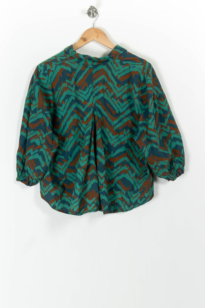 Blouse Verte et Marron - Taille L/40 de la marque Caroll | PARAD62746 - Vendu par Paradigme - Image 4