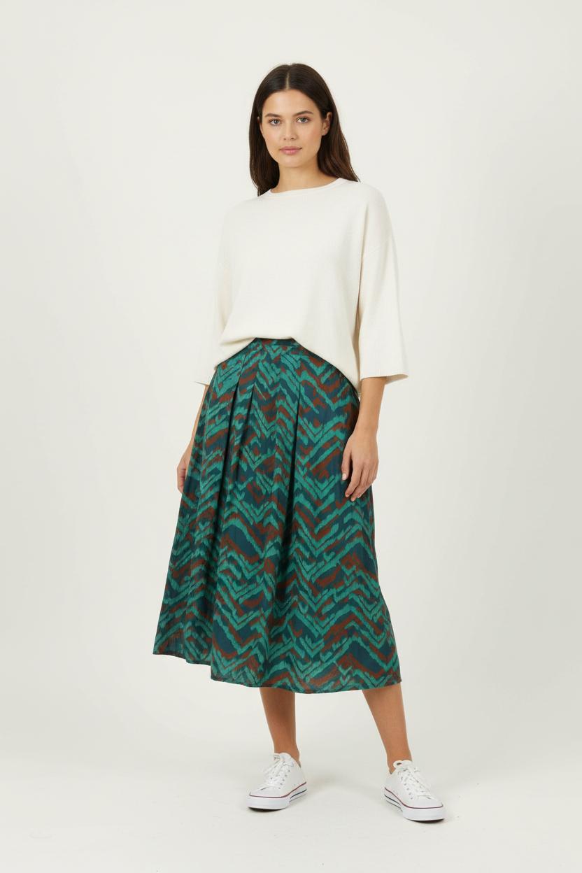 Jupe Midi Vert et Marron - Taille XXL/44 de la marque Caroll | PARAD62747 - Vendu par Paradigme - Image 1