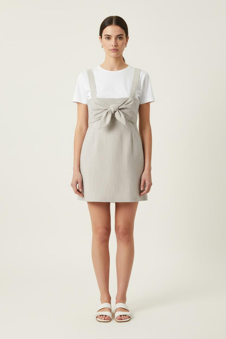 Robe Courte Rayée Blanche et Grise - Taille XL/42 de la marque Vanessa Bruno - Athé | PARAD62750 - Vendu par Paradigme - Image 1