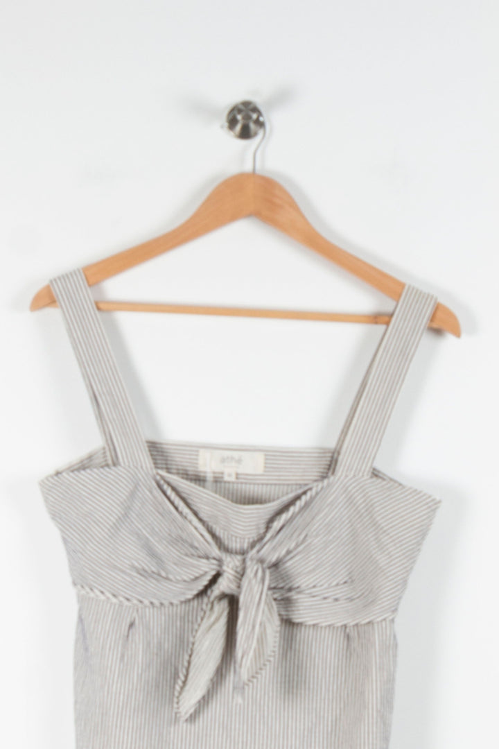Robe Courte Rayée Blanche et Grise - Taille XL/42 de la marque Vanessa Bruno - Athé | PARAD62750 - Vendu par Paradigme - Image 2