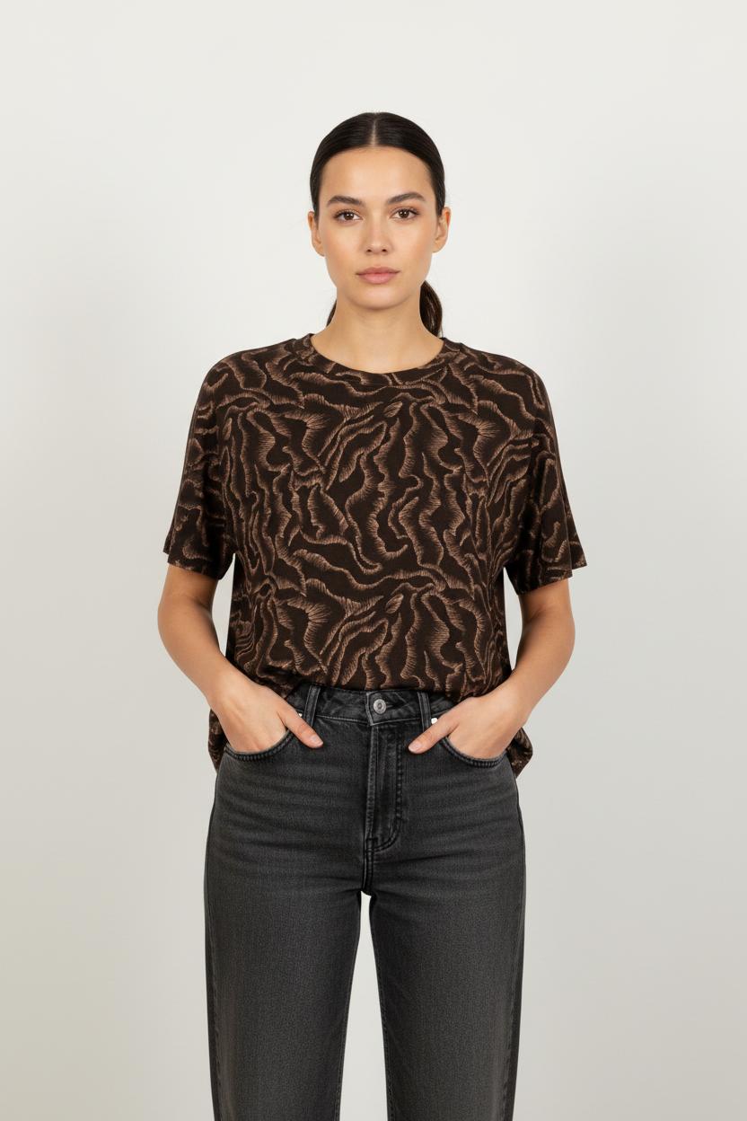 T-shirt Noir et Beige - Taille S/36