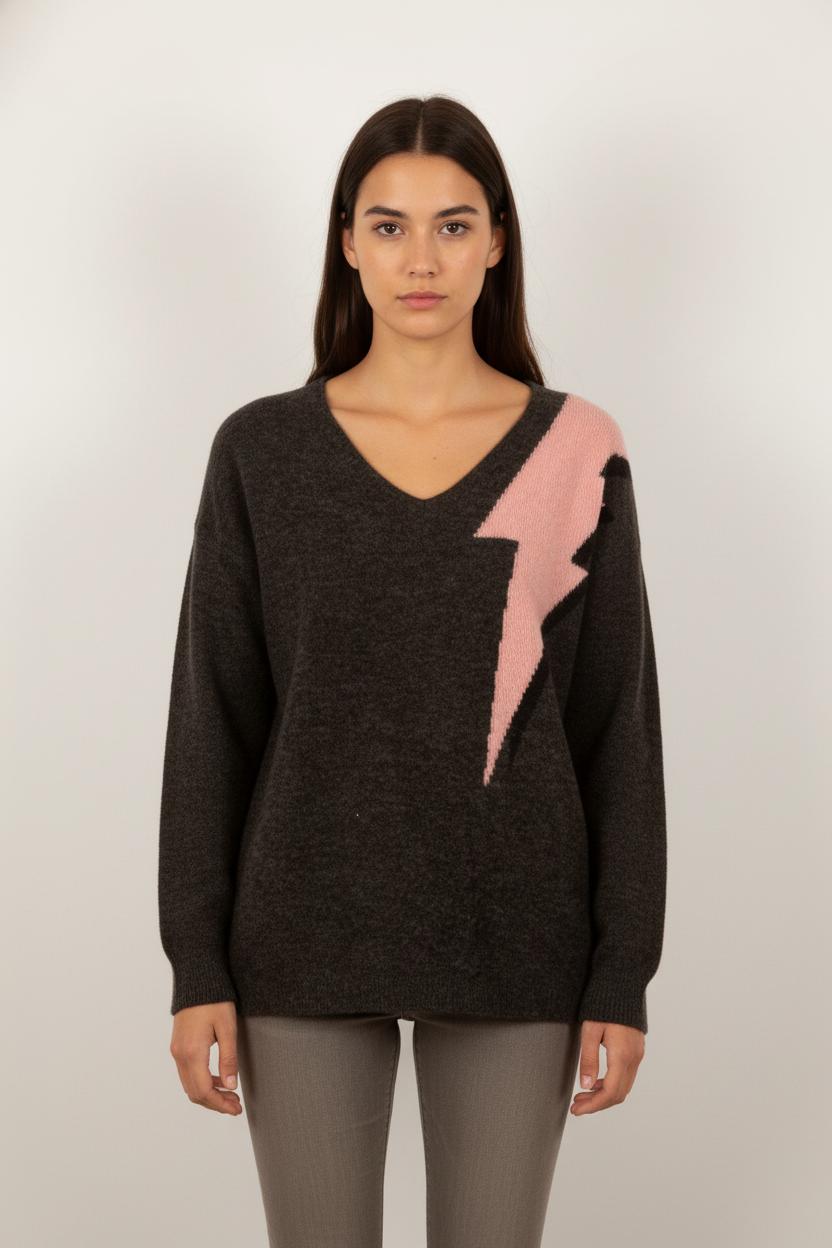 Pull Noir et Rose - Taille S/36