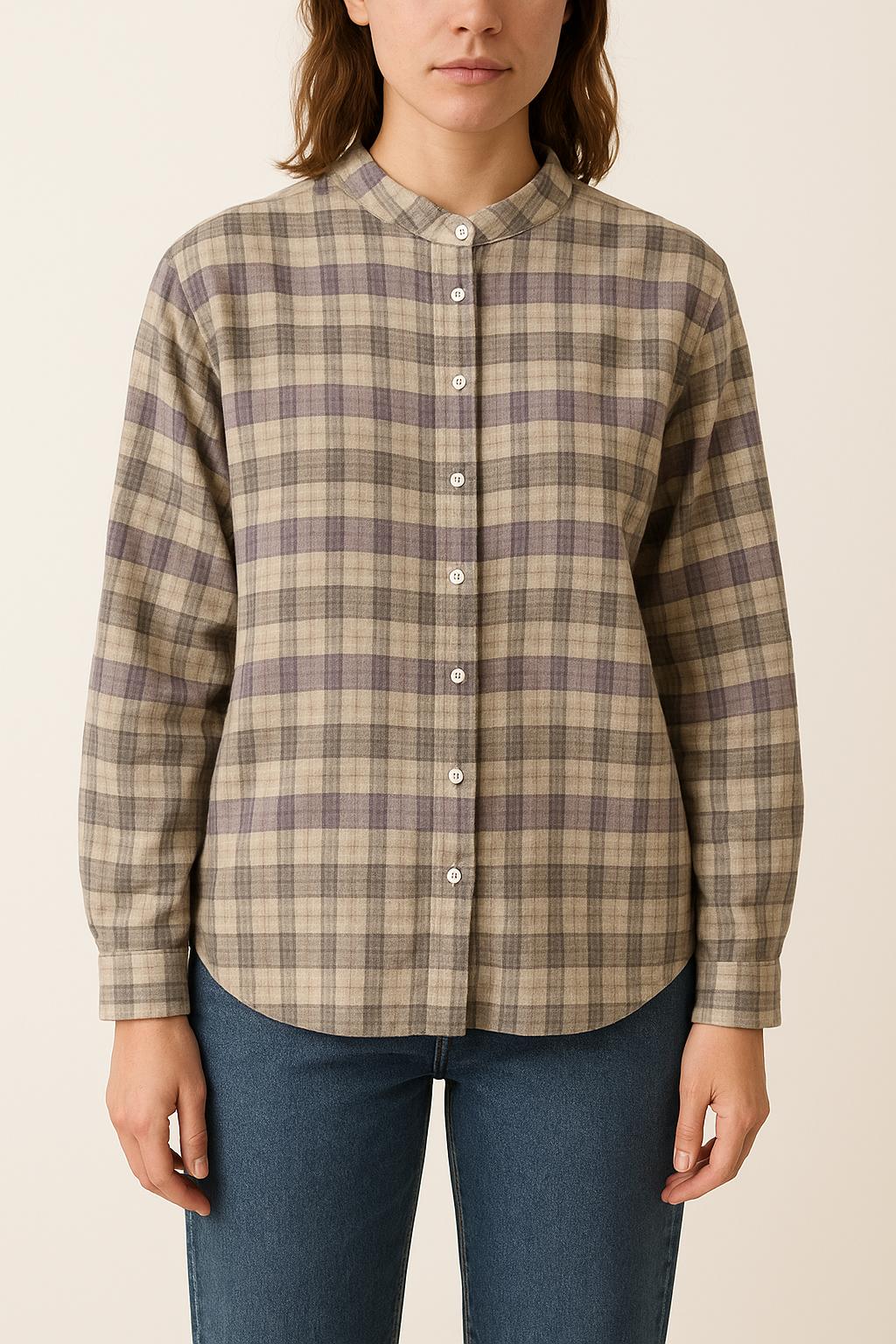Chemise à Carreaux Beige et Violet - Taille S/36 de la marque Bérénice | PARAD62861 - Vendu par Paradigme - Image 1