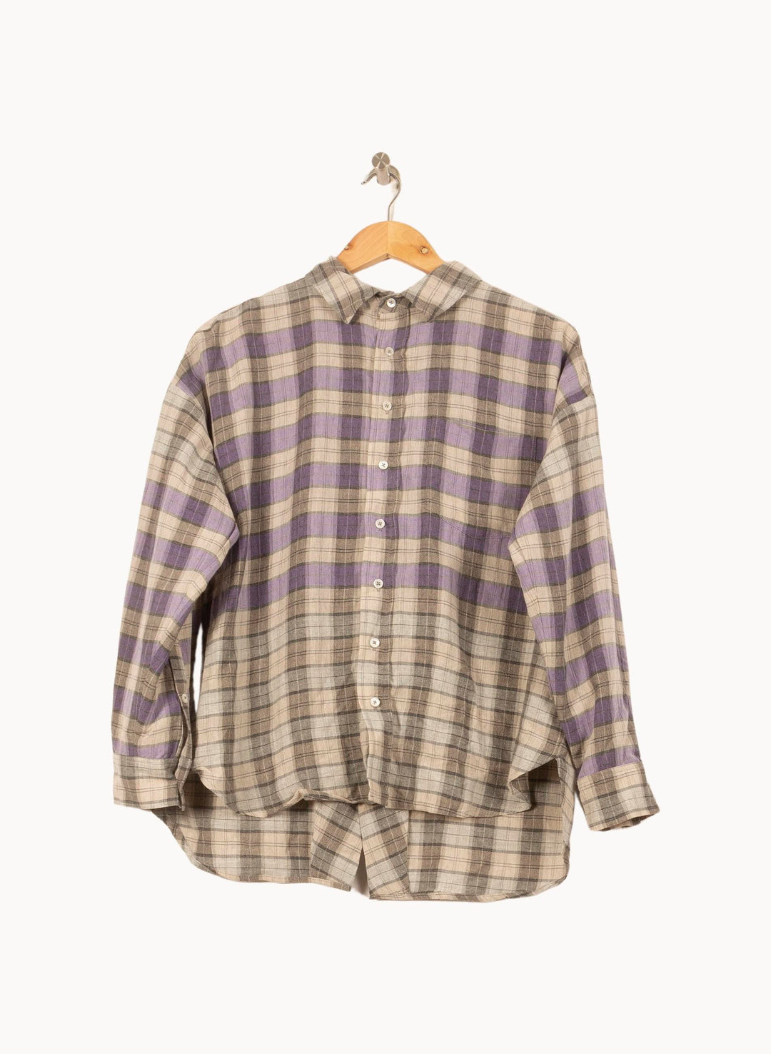 Chemise à Carreaux Beige et Violet - Taille S/36 de la marque Bérénice | PARAD62861 - Vendu par Paradigme - Image 2