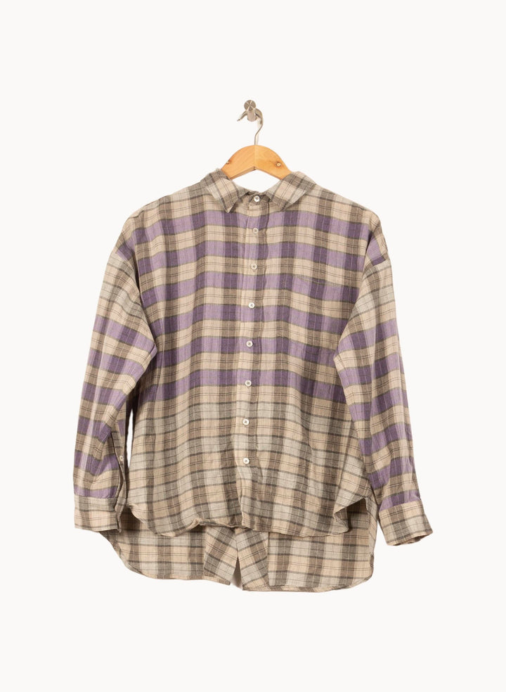 Chemise à Carreaux Beige et Violet - Taille S/36 de la marque Bérénice | PARAD62861 - Vendu par Paradigme - Image 2