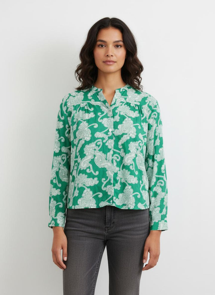 Blouse Verte et Blanche - Taille S/36